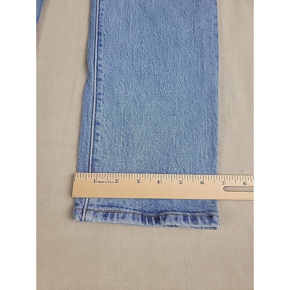 Levis 501 Jeans Mens 28x28 * Button Fly Light Blue Mid Rise Stretch Distressed - Picture 4 of 16